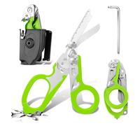 6 In 1 Forbici Pieghevoli, Forbici Soccorso, Pinze Tattiche Pieghevoli Con Taglierina Cinghia E Interruttore Vetro Per Soccorso (Verde)