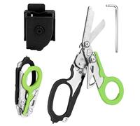 6 In 1 Forbici Pieghevoli, Forbici Soccorso, Pinze Tattiche Pieghevoli Con Taglierina Cinghia E Interruttore Vetro Per Soccorso (Verde Scuro)