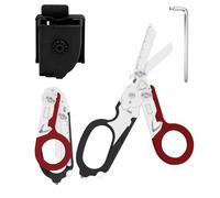 6 In 1 Forbici Pieghevoli, Forbici Soccorso, Pinze Tattiche Pieghevoli Con Taglierina Cinghia E Interruttore Vetro Per Soccorso (Nero e rosso)