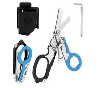 6 In 1 Forbici Pieghevoli, Forbici Soccorso, Pinze Tattiche Pieghevoli Con Taglierina Cinghia E Interruttore Vetro Per Soccorso (Blu Scuro)