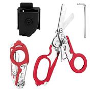 6 In 1 Forbici Pieghevoli, Forbici Soccorso, Pinze Tattiche Pieghevoli Con Taglierina Cinghia E Interruttore Vetro Per Soccorso (Rosso)