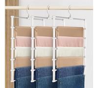 6 in 1 Grucce Pantaloni,3 Pezzi Grucce Pantaloni Salvaspazio,Acciaio Inossidabile Grucce Pantaloni,Antiscivolo Appendiabiti per Pantaloni Magici per Pantaloni, Jeans, Sciarpe, Gonne