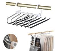6 in 1 Grucce Pantaloni Salvaspazio Antiscivolo Resistenti in Acciaio Inossidabile - Appendi Pantaloni da Armadio Appendiabiti Multifunzionale Stampelle con Ganci (1) (1 GRUCCIA)
