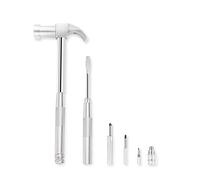 6 in 1 Hammer & Screwdriver Tool Multitool Set Claw Hammer con impugnatura antiscivolo Slotted/Flat Head Phillips Screwdriver Nail Puller Miglior regalo per amici di famiglia colleghi (argento)