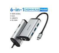 (6-in-1 HDMI RJ45) Vention USB C HUB Tipo C a USB 3.0 Dock Station USB C HDMI RJ45 4K compatibile MacBook