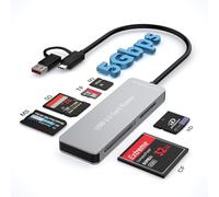 6 in 1 Lettore di Schede SD USB 3.0 5 Gbit/s per TF/SD/MS/M2/XD/CF, Lettore di Schede SD USB&USB-C Compatibile con iPhone15/16/Windows/MAC, Adattatore Memory Stick Pro Duo Legge 5 Schede in Parallelo