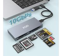6 in 1 Lettore di Schede XQD, 10Gbps Multi XQD Reader per Sony G/M Series, Lexar 2933x/1400x, CF/XD/MS/TF/SD, USB C 3.0 per Windows/Mac OS/Linux/Android