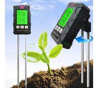 6-in-1 Misuratore di Umidità del Suolo, Fertilità/ Umidità/ PH/ Temperatura/ luce Solare/ Umidità Misuratore di Umidità Digitale con Doppio Sensore e Display LCD, per Giardinaggio, Prati, Agricoltura