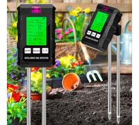 6 in 1 Misuratore PH Terreno Misuratore del Suolo con Fertilità del Suolo Luce Solare PH Umidità Ambientale Temperatura Sensore Umidità Terreno Display LCD per Agricoltura Giardinaggio Piante in Vaso