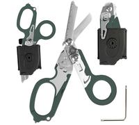 6 in 1 Multi-Function Pieghevole Forbici Trauma con fondina compatibile, Forbici di risposta di emergenza Outdoor Camping Rescue Tools con Strap Cutter e Glass Breaker (Verde Menta)