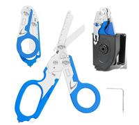 6 in 1 Multi-Function Pieghevole Forbici Trauma con Fondina Compatibile, Forbici di Risposta di Emergenza, Pinze Tattiche Pieghevoli Con Taglierina Cinghia E Interruttore Vetro Per Soccorso