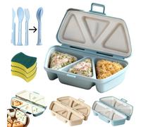6 In 1 Onigiri Mold, Silicone Multi Cavity Onigiri Mold Set, Triangle Kimbap Molds and Wrappers, Easy to Store Carry, Once Quickly Make 6PCS Onigiris for Triangle Sushi/Rice Cake Molds (BLUE)