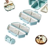 6 in 1 Onigiris Mold,Triangle Sushi Mold,Quick to Make 6pcs Rice Ball Molds,Easy to Store Carry and Clean,Foldable Design for Picnic & Daily Storing Sushi and Making (Blue+Blue)
