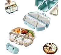 6 in 1 Onigiris Mold,Triangle Sushi Mold,Quick to Make 6pcs Rice Ball Molds,Easy to Store Carry and Clean,Foldable Design for Picnic & Daily Storing Sushi and Making (Blue+Beige)