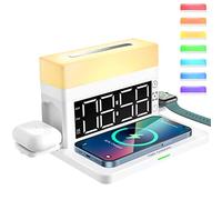 6 in 1 Stazione di Ricarica Wireless con Luci Notturne a LED Digital Digital Clock 18W Carica Rapida Compatibile per 13 12 11 per Se Xs Xr X 8Plus 8 IWatch ABS Materiale (B)