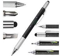 6-in1 Penna Multitool - Con 6 Funzioni: Pennino, Livellatore, 2 cacciaviti, righello, punta tattile, strumento multiuso per fai da te o computer, penna multifunzione professionale