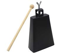 6 Inch Black Metal Cowbell with Stick | Percussion Instrument for Latin Music/Rock Bands/Practice | Sturdy Cow Bell Drum Accessory