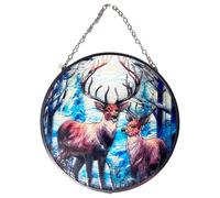 6-Inch Reindeer Stained Glass Suncatcher | Handcrafted Holiday Window Decor