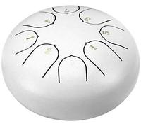 6 Inch Steel Tongue Drum Percussion Instrument D Major 8 Sounds with 2 Drumsticks 4 Finger Cover Carrying Bag and Sticker, for Yoga Zazen Meditation (White)