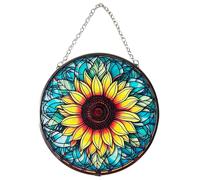 6-Inch Sunflower Stained Glass Suncatcher - Vibrant Window Ornament