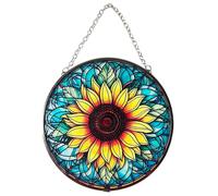 6-Inch Sunflower Stained Glass Suncatcher - Vibrant Window Ornament