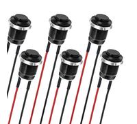 6 interruttori a pulsante momentanei neri, 12 V, impermeabili, in metallo nero, mini interruttore a pulsante rotondo da 12 mm con pre-saldato, piccolo pulsante rotondo da 1/2 '' per imbarcazioni
