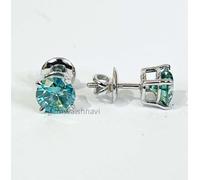 6 KT Blu Trattato Diamante Borchie 4 Graffa Vite Retro VVS1 Certificato Natale