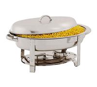 6 L Oval Chafing Dish 201 Stainless Steel Full Size Chafer Dish Buffet Warmer Set Tray with Food Pan, Water Pan, Frame, Lid And Fuel Holder Buffet Stove,Gold (Silver)