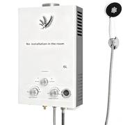 6 L Scaldacqua a Gas GPL 12 KW, Scaldabagno Istantaneo Propano e Butano, 6L/min, Testa Doccia, Portatile Scaldacqua per Campeggio, Camper e uso Domestico