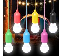 6 lampadine a LED da campeggio, da campeggio, da campeggio, con interruttore a trazione, per escursioni, pesca, scrivania, giardino, barbecue