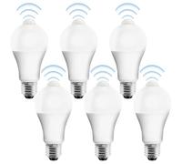 6 lampadine a LED E27 con sensore di movimento, lampadina con sensore di movimento PIR, lampadina E27, 12 W, luce bianca fredda 3000 K, sensore di luce a risparmio energetico, per corridoio, garage