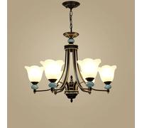 6 Large Rustic Farmhouse Dining Frosted Milk Glass Flower Chandelier Kitchen Island Ceiling Pendant Light Mid Century Hanging Lamp for Bedroom Living Room Foyer