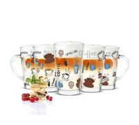 6 Latte Macchiato Occhiali 300ml Bicchieri Caffè Con Colorato Kaffee-Aufdruck