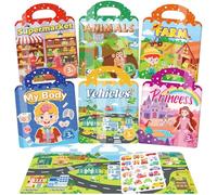 6 Libri 3D Adesivi Bambini Attacca Stacca Riutilizzabili e Lavabili