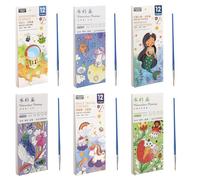 6 libri da colorare ad acquerello per bambini, 72 pagine, mini libro da colorare ad acquerello, con pennello a serbatoio d'acqua, mini libro da colorare, libri da colorare, libri da colorare con