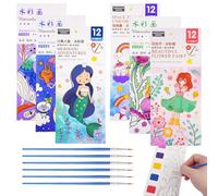 6 Libri da Colorare con Acqua, Album da Colorare con Acquerelli, 18.5 x 8 CM Libro ad Acqua con Pennello Inclusi, Portatile Libro di Acquerelli, Libri di Pittura ad Acquerello per Lunghi Viaggi