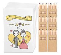 6 libri da colorare per bambini con 36 matite colorate - passatempo per il matrimonio, perfetti come bomboniere e decorazioni per matrimoni per i piccoli ospiti