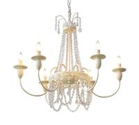 6-Lights Cream Chandelier, Hanging Ceiling with Crystal Chain, Bedroom Girls Living Princess Room Pendant Light Fixtures - E14 Socket