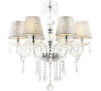 6 Lights K9 Light Fixtures Crystal Lighting, Elegant European Dining Living Room Bedroom Transparent Chandelier, E14 Socket