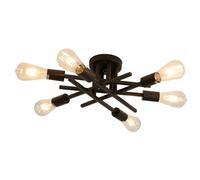 6-Lights Sputnik Black Semi Flush Mount Ceiling Light Fixture Chandelier for Bedroom Kitchen Living Dining Room Hallway
