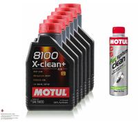 6 Litri MOTUL 8100 X-Clean+ 5W-30 Olio Motore 300ml Fuel System Clean 11267271