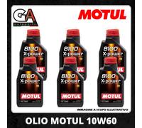 6 Litri Motul 8100 X-Power 10W60 Olio Motore 100% Sintetico ACEA A3 B4 API SN