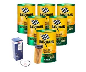6 Litri Olio BARDAHL 5W30 AV504 per MINI e BMW LL04 + Filtro olio BOSCH P7123