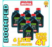 6 LITRI OLIO MOTO MOTORE MOTUL 5100 15W-50 15W50 TECHNOSYNTHESE ESTER 4T 06MO52