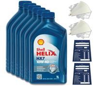 6 Litri Originale Shell Helix Hx7 Olio Motore 10W40 Inclusa Imbuto + Rimorchio