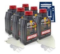 6 Litro MOTUL 8100 x-Cess gen2 5W40 Olio MB 229.5 226.5 A3 B4 Api Sp A40 Set