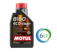 6 LT Motul 8100 Eco-Clean 0W30 Olio Motore 100% Sintetico ACEA C2 API SN