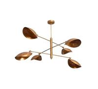 6 Luce Curvo Ciondolo Metà Secolo Moderno Crudo Ottone Sputnik Luce Lampadario