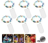 6 luci a LED da 20 LED, con timer, 2 m, alimentate a batteria, in rame, per camere, interni, Natale, esterni, feste, matrimoni (colore )