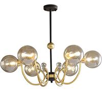 6 luci in vetro Sputnik candelabro Mid-Century camino candelabro con globo in vetro sfumato magico bean pendente luce per cucina isola soggiorno camera da letto pranzo camera da letto / base, ambra